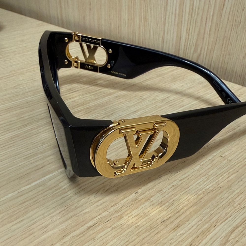 Louis Vuitton Black Sunglasses with Gold LV Medallions